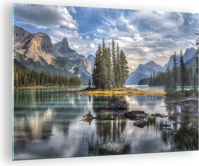 Produktbild von Bilder auf glas - Einteilig - See Landschaft Natur - 70x50cm - Glasbilder - Wandbilder - Bilder - zum Aufhängen bereit - Wanddekoration aus Glas - Glas Bilder - Wandbild auf Glas - GAA70x50-4133