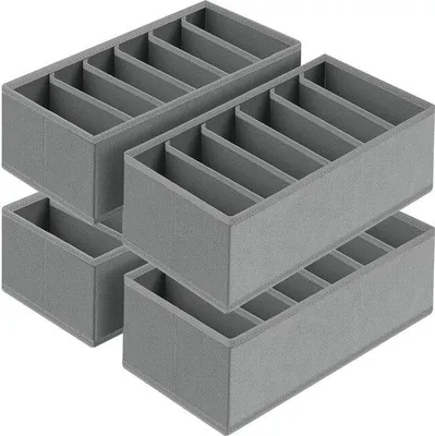 Produktbild von Garderoben-Organizer-Set, 2-teilig, Stoff, 30x15x9cm, dunkelgrau, Unterwäsche-Organizer