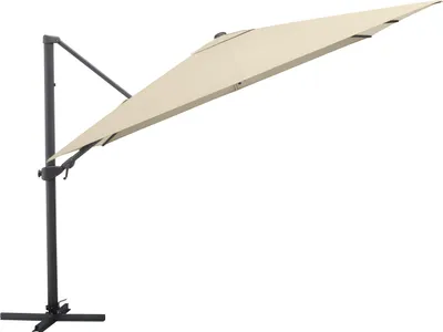 Produktbild von KETTLER Easy Turn Ampelschirm 300x300 cm, UPF50+, inkl. Abdeckhaube+ Schirmständer, anthrazit matt/ natur, Aluminium/Polyester mit PolyurethanBeschichtung