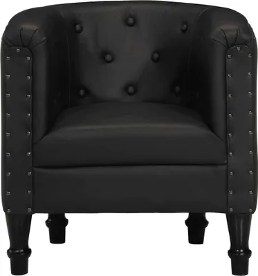 Image de vidaXL Fauteuil noir cuir véritable