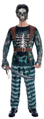 Produktbild von Skelett-Piratenkapitän Kostüm Herren M, Zombie Halloween Outfit Smiffys