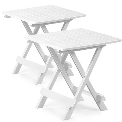 Produktbild von DEUBA® 2er Set Gartentisch Klapptisch Adige 50x45x43 cm Klappbar Tragbar Campingtisch Balkontisch Beistelltisch - Weiß