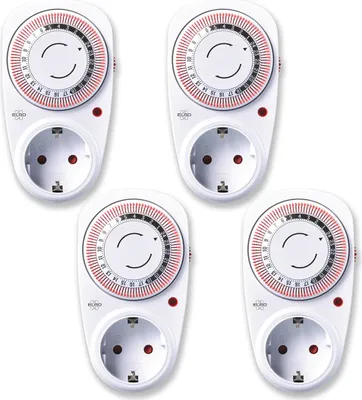 Produktbild von 4er Set, Steckdosen mit mechanischer Zeitschaltuhr, Timer analog manuell, H 13cm