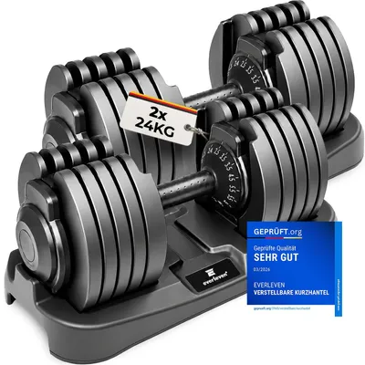 Produktbild von Verstellbares Hantelset | 12 kg | 18 kg | 24 kg | 40 kg | 15 Gewichtsstufen | Freie Gewichte | Verstellbare Hantel | Einstellbar und platzsparend [FIX LOCK] Gewichte für Heimfitnessgeräte und Krafttraining