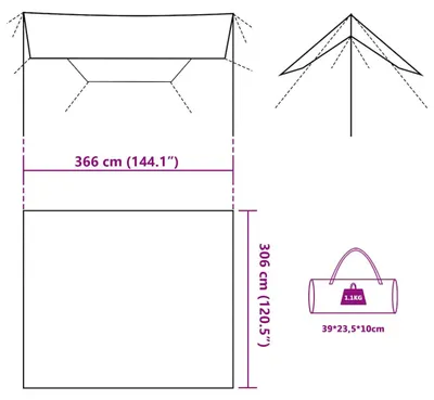 Productafbeelding van vidaXL Zeil, olijgroen, 366x306 cm, waterdicht