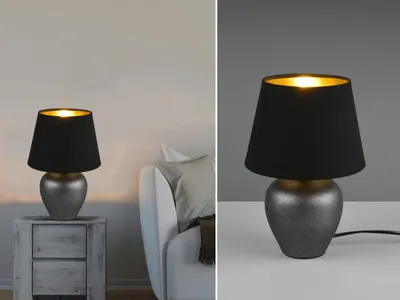 Produktbild von Tischlampe - Schwarz - Goldfarben - Keramik - H 26 cm - E14