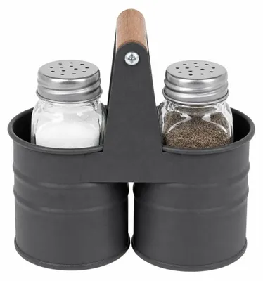 Gewürzstreuerset 3-tlg. Glas & Metallhalter, 80 ml, 2 mm Löcher