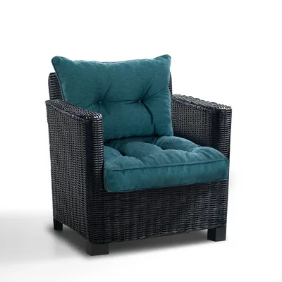 Produktbild von Best Wool Outdoor Loungekissen 2er Set für Rattan Gartenmöbel – Sitzkissen 60x60 und Rückenkissen 60x40 cm 100% Polypropylen wetterfest, Petrol