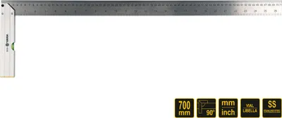 Immagine prodotto di Angolo da falegname con livella mm 90° diverse lunghezze, lunghezza:700mm