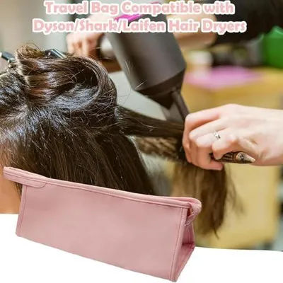 Produktbild von Rosa Reisetasche für die Haarpflege aus wasserdichtem Polyurethanzur Aufbewahrung von Haartrockner, Lockenstab und Glätteisen