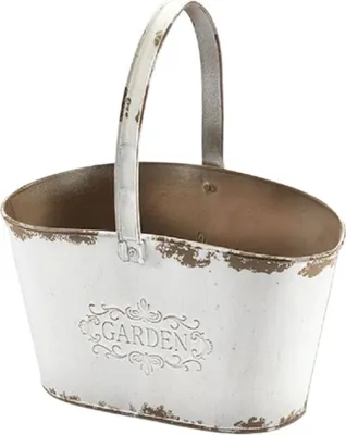 Produktbild von Pflanze Schale Topf Kübel Blumen Kräuter Töpfe Gefäß Vintage mit Klappbügel Oval