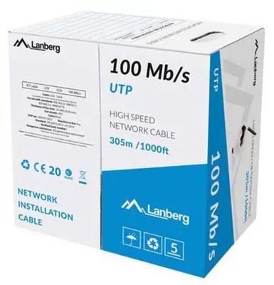 Produktbild von Lanberg LCU5-10CC-0305-BK, 305 m, U/UTP (UTP), Schwarz