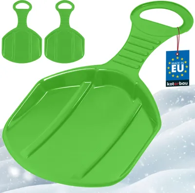 Obrázek produktu pro KOTARBAU® Sada 2 sáněk Popo Bobové sáňky pro děti a dospělé Posuvný disk s rukojetí Plastové sáňky Popo Sáňky Sněhové sáňky Lehké a stabilní Zelená barva