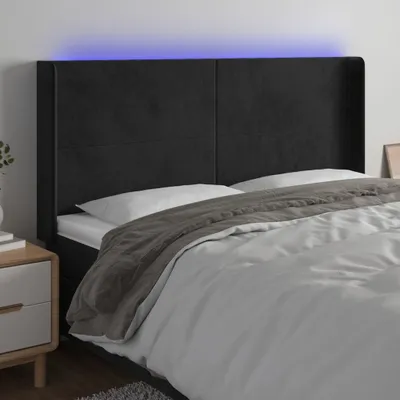 Produktbild von LED Kopfteil Schwarz 203x16x118/128 cm Samt , Kopfteile Design 2024