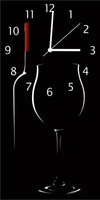 Produktbild von Wallario Design Wanduhr Rotwein bei Nacht aus Echtglas, Größe 30 x 60 cm