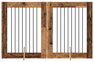 Produktbild von vidaXL Hundetor mit Ständern 2 pcs Altholz 80 x 100 cm Holzwerkstoff