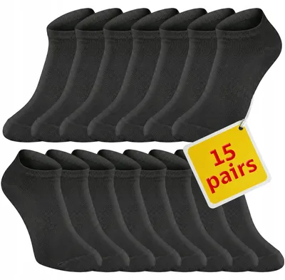 Produktbild von 15 Paar schwarze kurze Herren-Füßlingssocken aus Bambus, Größe 40–43