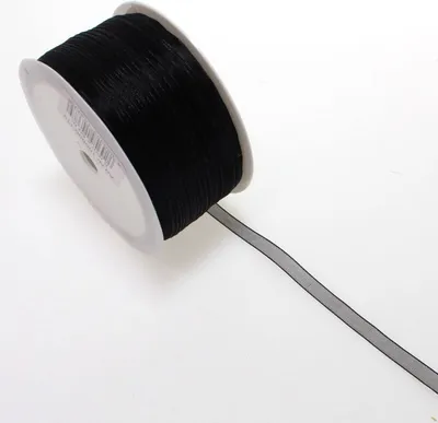 Produktbild von 50m Antennenband Organza 6mm breit mit Webkante Dekoband Schleifenband, Farbe:schwarz