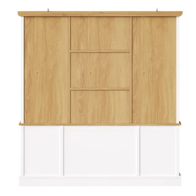 Produktbild von Flieks Küchenhochschrank mit 6 großen Schubladen und Glastüren, Stauraumschrank mit Kippschutz & Metallschienen, Sideboards 140x40x185cm, Weiß