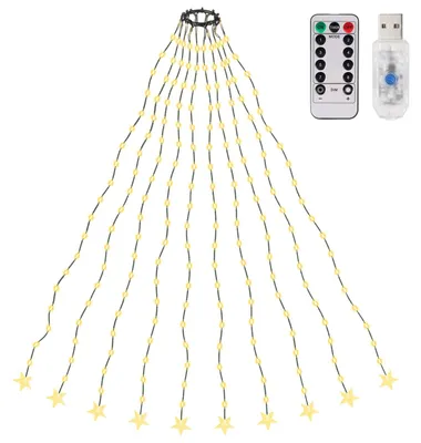 Produktbild von SALCAR 2m Christbaumbeleuchtung mit Ring, Weihnachtsbaum Lichterkette mit 10 Girlanden, 200 LED Lichterkette für Baum, Tannenbaum, Grüngürtel, Busche - Warmweiß