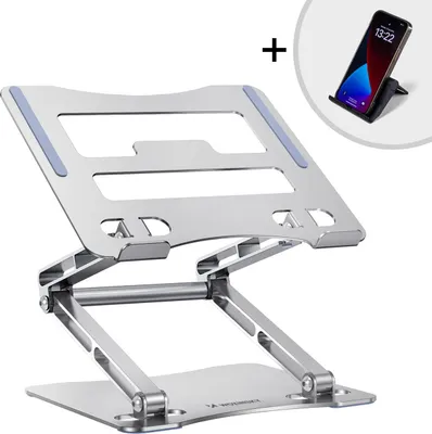 Produktbild von SET: Aluminium Laptopständer + Smartphoneständer - silber