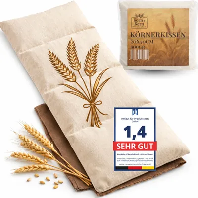 Produktbild von Körnerkissen Gross 20x50 cm – Mikrowellen Wärmekissen mit natürlichen Körnern – Wärme- & Kältetherapie – abnehmbarer waschbarer Bezug