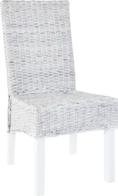 Image de vidaXL Chaises de salle à manger 2 pcs. Marron clair Rotin Kubu et bois d'acajou
