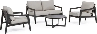 Produktbild von Casa Padrino Luxus Gartenmöbel Set Grau / Anthrazit - 1 Luxus Gartensofa & 2 Luxus Gartensessel & 1 Luxus Gartentisch - Garten Möbel - Hotel Möbel - Pool Möbel - Outdoor Möbel - Luxus Möbel