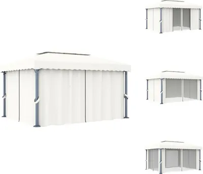 Immagine prodotto di vidaXL Padiglione con tenda 4x3 m in alluminio bianco crema - Padiglioni e tende per feste