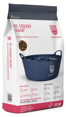 Produktbild von Saracen Re-Covery Mash Pferdefutter Mash Mit Elektrolyten, Vitamin E Und Bananenaroma, 20 Kg, Für Regeneration Und Verdauung