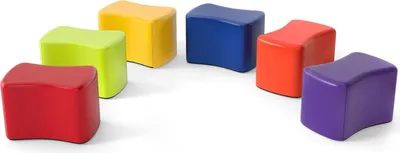 Immagine prodotto di Set modulare di sgabelli per bambini - Set di 6 sgabelli a forma di farfalla - Struttura in legno - Piedini antiscivolo - Richiede assemblaggio - Altezza fissa