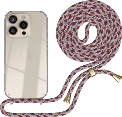 Produktbild von EAZY CASE Handykette mit Hülle für Apple iPhone 16 Pro Backcover Handykette, zum Umhängen in Rot