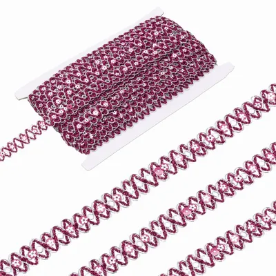 Paillettenband 1,8 cm x 14 m, gewellt, rosa/rot/silber