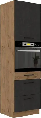 Obrázek produktu pro Vysoká skříň se šuplíky na vestavnou troubu VANYA - šířka 60 cm, matera / dub lancelot