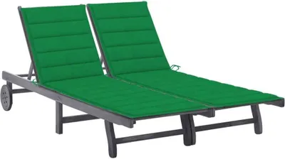 Produktbild von 2-Personen-Sonnenliege mit Auflage Grau Akazie Massivholz