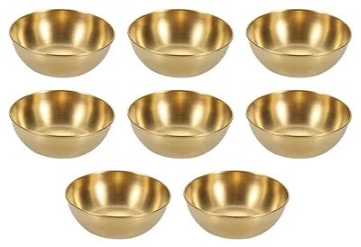 8 runde Edelstahl-Schalen, Mini-Kräuterschalen, gold, 8 cm
