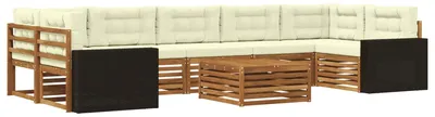 Imagen del producto de vidaXL Juego de sofás de exterior, 8 piezas, color natural y crema