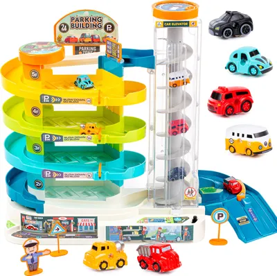 Produktbild von Spiel-Parkgarage PARKHAUS MIT AUFZUG, LICHT UND TON, SPIRALRAMPE, AUTOS