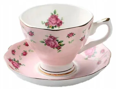 Productafbeelding van Elegant Cup 1 Pc Thin Porcelain 220ml Pink Rose 2el Gold Edge