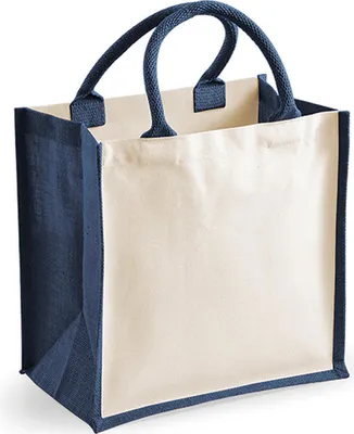 Produktbild von Westford Mill W421 | Printers' Midi Jute Bag 30 x 30 x 19 cm - Farbe: Navy - Größe: One Size