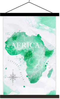 Produktbild von MuchoWow® Textilposter Afrika - Weltkarte - Aquarell 40x60 cm mit schwarzem Rahmen - Wanddekorationen