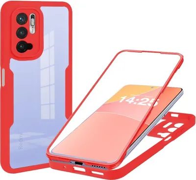 Produktbild von 360 Grad Handyhülle für Xiaomi Redmi Note 10 5G Full Cover Rundum Schutz Farbe: Rot
