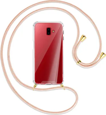 Produktbild von Handykette Backcover-Schutzhülle mit Band (Metall goldfarben) für Samsung Galaxy J6 Plus - rose peach