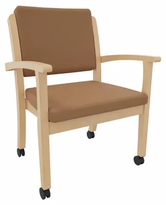 Produktbild von Schwerlaststuhl Alexander XXL auf Rollen – Stabiler Stuhl mit Armlehnen für Adipositas bis 250 kg.Stoffbezug:Kunstleder Soft Camel,Sitzhöhe:58,5cm