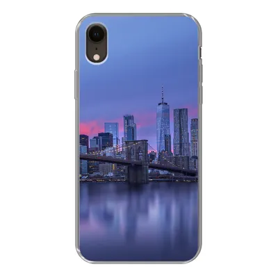 Produktbild von MuchoWow® Handyhülle Schutzhülle Hülle für iPhone XR New York hinter der Brooklyn Bridge Silikon Softcase Handy Hülle - Schutzdeckel