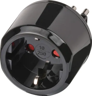 Image de BRENNENSTUHL Adaptateur de voyage pour l'Italie, type L, protection contre les contacts accidentels, 10 A/250 V, noir BN-1508470