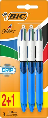 Produktbild von BIC 8899301 Kugelschreiber, 4 Farben, sortiert nach Farbe – Set mit 3 Stück