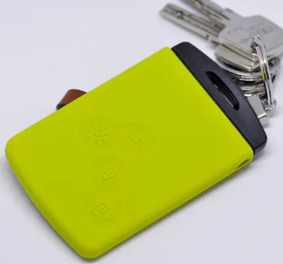 Produktbild von Auto Schlüssel Hülle Silikon Schutz Cover Apfelgrün kompatibel mit Renault Captur Clio Grand Scenic ZOE Schlüsselkarte 4 Tasten KEYLESS SMARTKEY