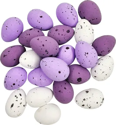 Immagine prodotto di Uova di polistirolo - Decorazioni pasquali  2,5 x 3,5 cm - Uova di quaglia 24 pezzi - viola