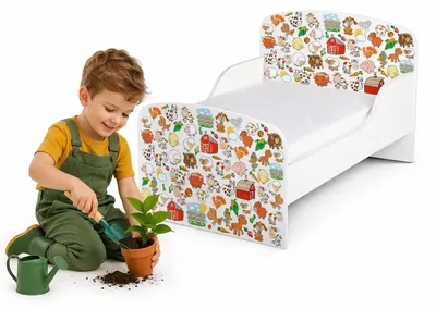 Produktbild von Bayagu Weißes Kinderbett 140x70cm aus Holz mit Schaumstoffmatratze